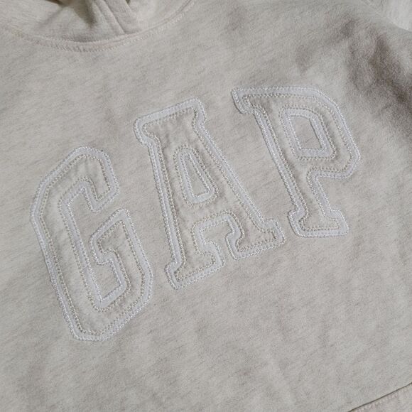 Gap Logo Hoodie Sweatshirt Heather White Ivory Women's Size XS Extra Small - Picture 2 of 6